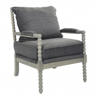 OSP Home Furnishings ABB-BY7 Abbott Chair in Charcoal Fabric with Brushed Grey Base